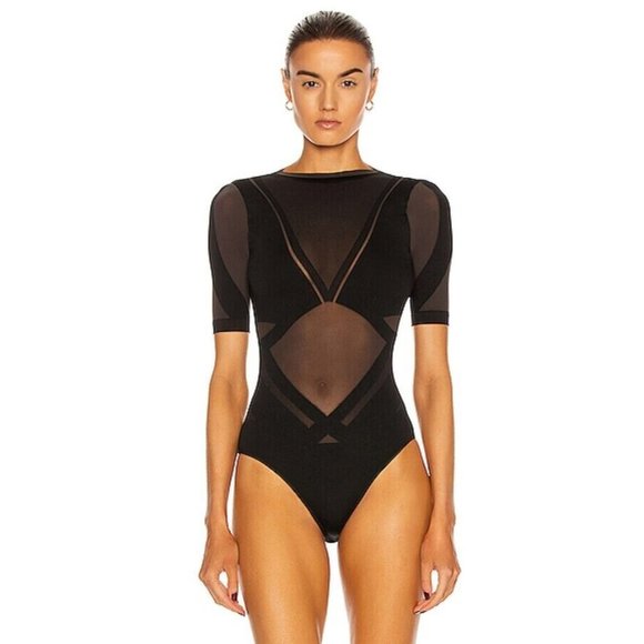 Wolford Tops - Wolford x Adidas Sheer Motion Bodysuit Black Sheer Panels M NWT $255